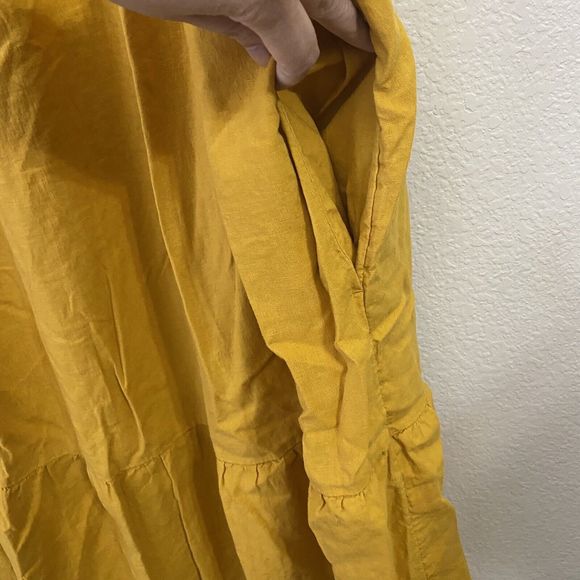 Croft & Barrow Dress Womens Size 2X Mustard Linen Blend Tiered Sleeveless Pocket - Picture 4 of 9